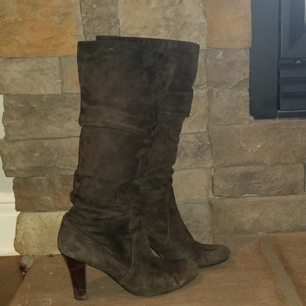 Brown leather boots